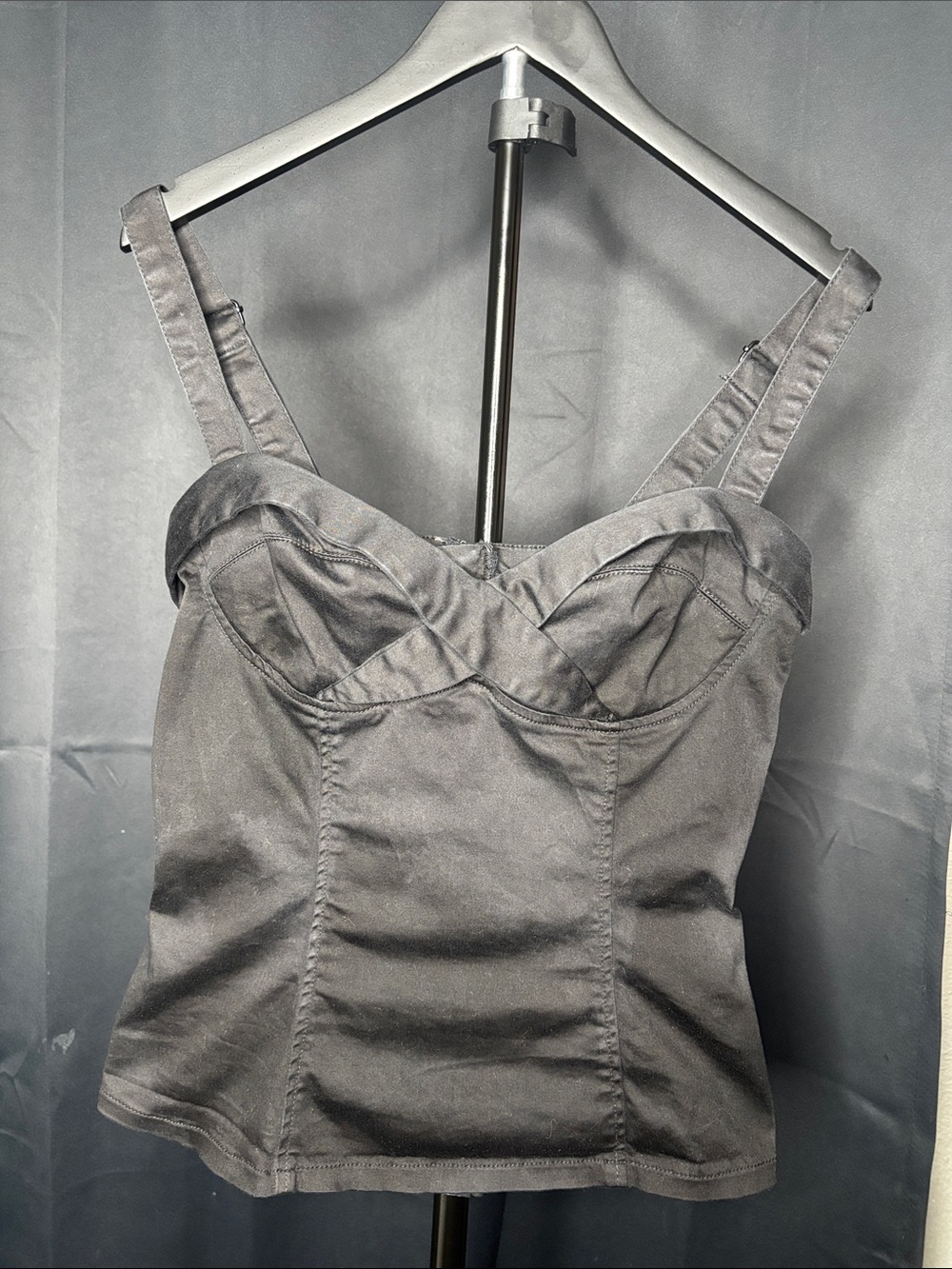 Royal Bones Black Strappy Tank with Branded Label